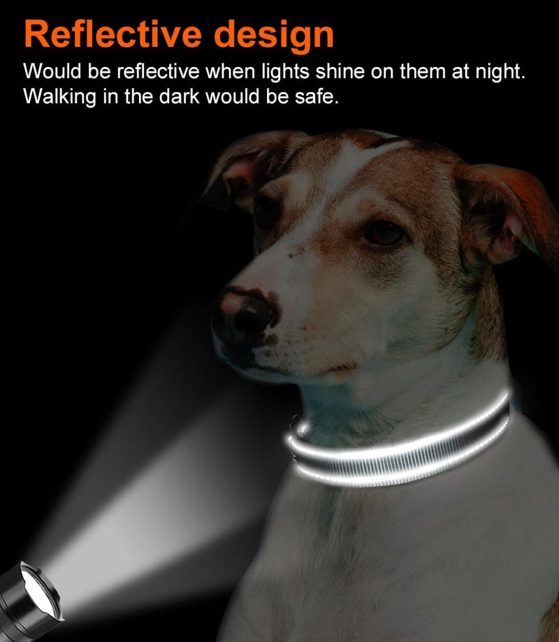 Joytale Reflective Dog Collar, Soft Neoprene Padded, Metal D-Ring, Nylon Pet Collar Adjustable for Large Dogs, Gray, L - Image 5